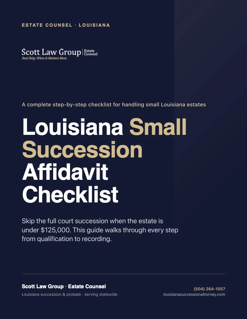 Louisiana Small Succession Affidavit Checklist cover